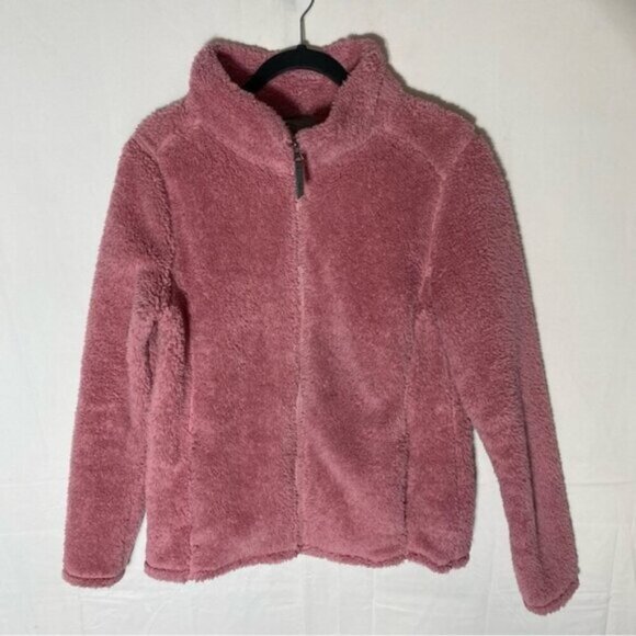 5/$25 Cloudveil Pink Fuzzy Sherpa Full Zip Mock Neck Sweater Light Jacket S - Picture 1 of 16